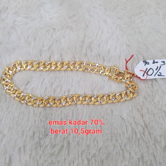 gelang sisik naga ukir croom emas kadar 70% berat 10,5gram
