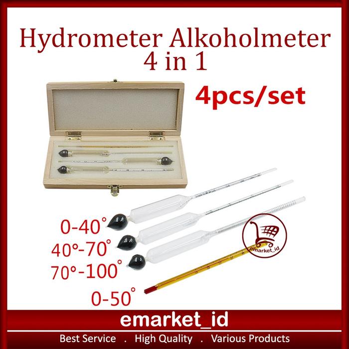 Hydrometer Alkoholmeter 4 in 1 / Alcohol Meter Alat Uji Kadar Alkohol Tester
