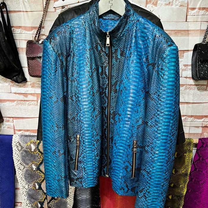 Jaket keren kulit ular piton exotic leather Pria Custom Nyaman
