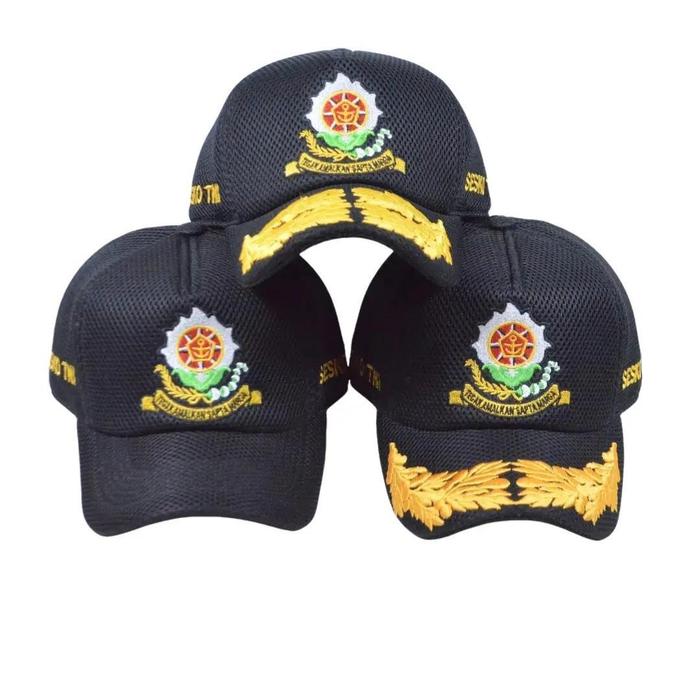 Ceklist Topi Bordir sesko Tni al Bahan Double Mess warna hitam aksesoris Pool Cotton Kancing Origina