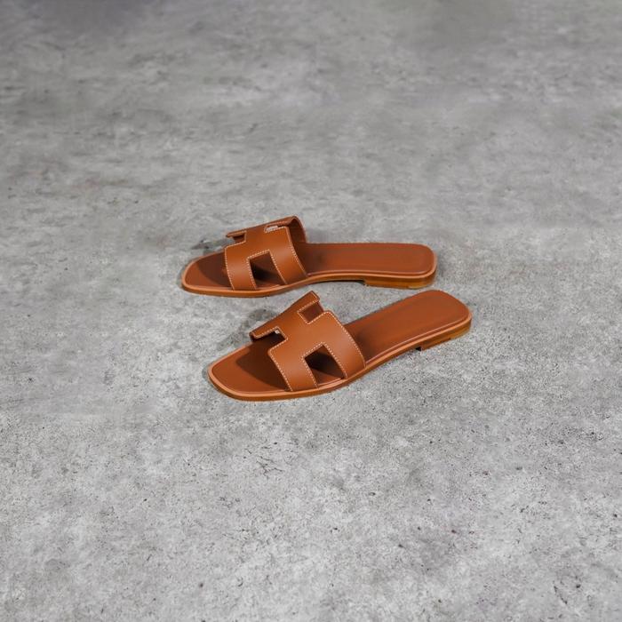 Sandal HERMES ORAN BROWN GOLD SANDAL 100% ORIGINAL