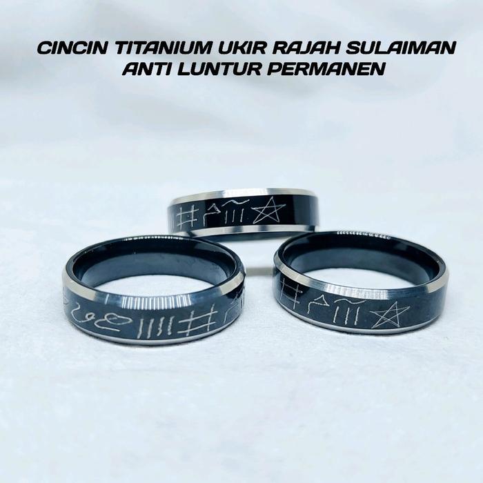 Cincin Titanium Khottam Rajah Sulaiman lis sisi putih