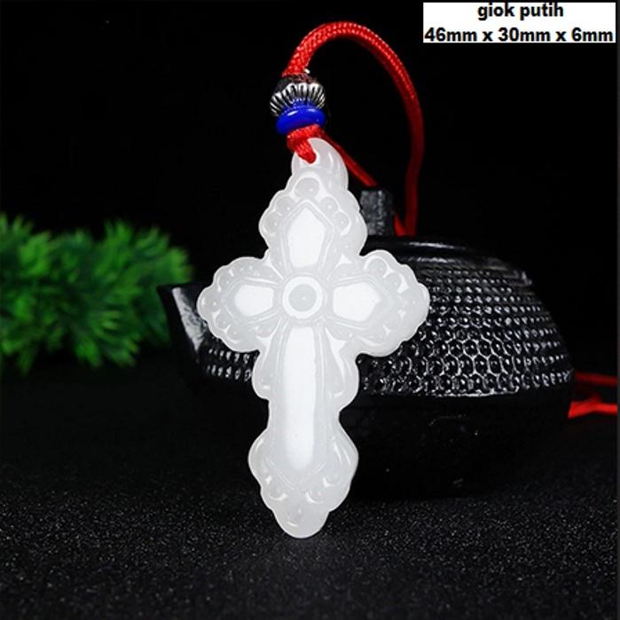 Liontin kalung salib Yesus BATU JADE GIOK NATURAL ORIGINAL