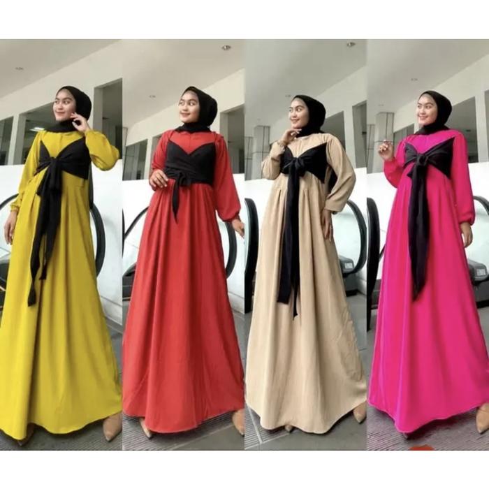 Gamis Lesti Kejora / Gamis Viral Kemben / Gamis Kondangan Crincle Premium