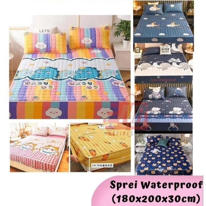Sprei Sultan Waterproof Ukuran 180x200 Anti Air Import Bed Protector
