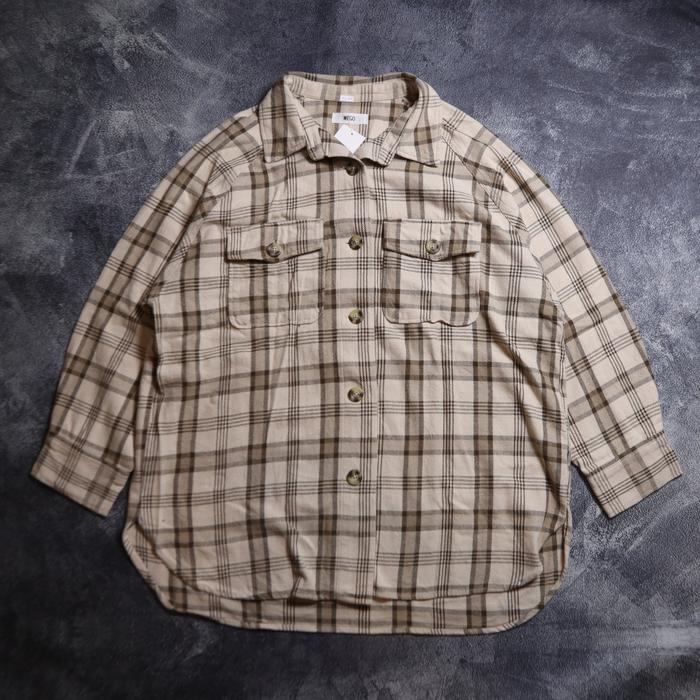 KEMEJA WEGO PLAID FLANEL SHIRT FL22 SIZE L-XL