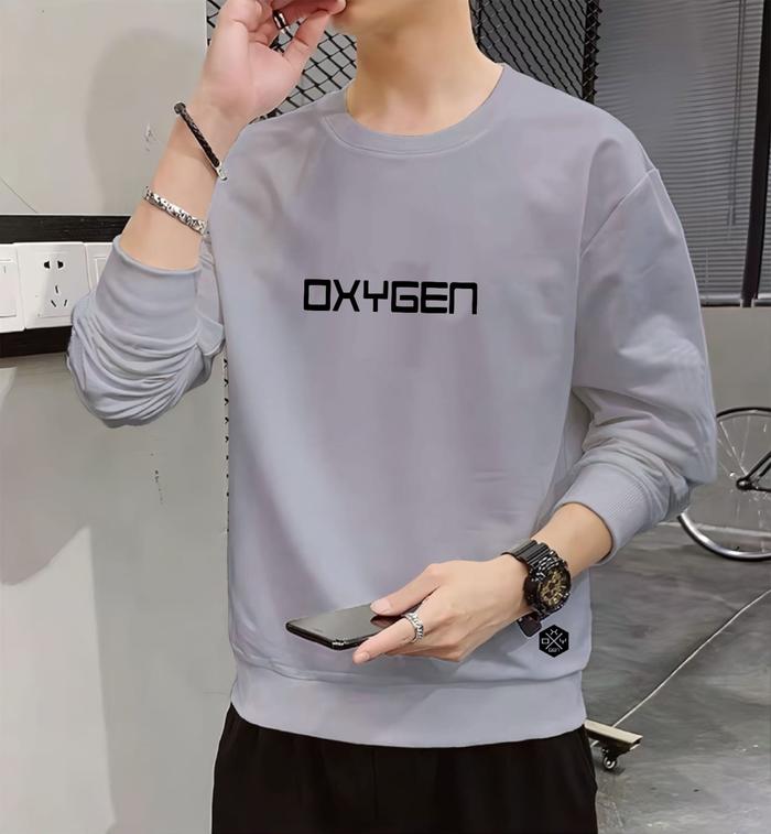 Biak Baik Kaos Pria Keren Baju Cowok Trendy Pakaian Lengan Panjang Crewneck Elegan Sweater Kekinian 