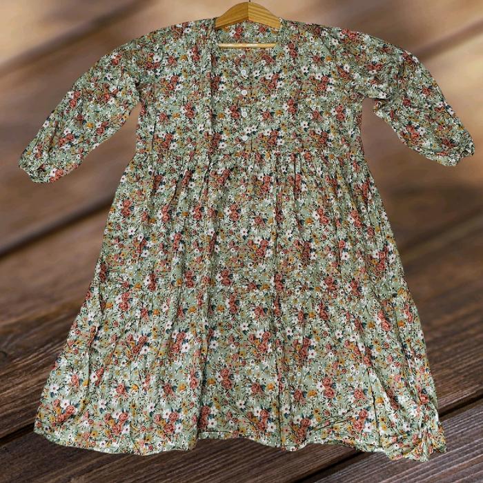 Tunik Wiza Rayon Premium Model Tumpuk Kancing Motif Nyaman Atasan Wanita Dress Muslim - Midi, Katun