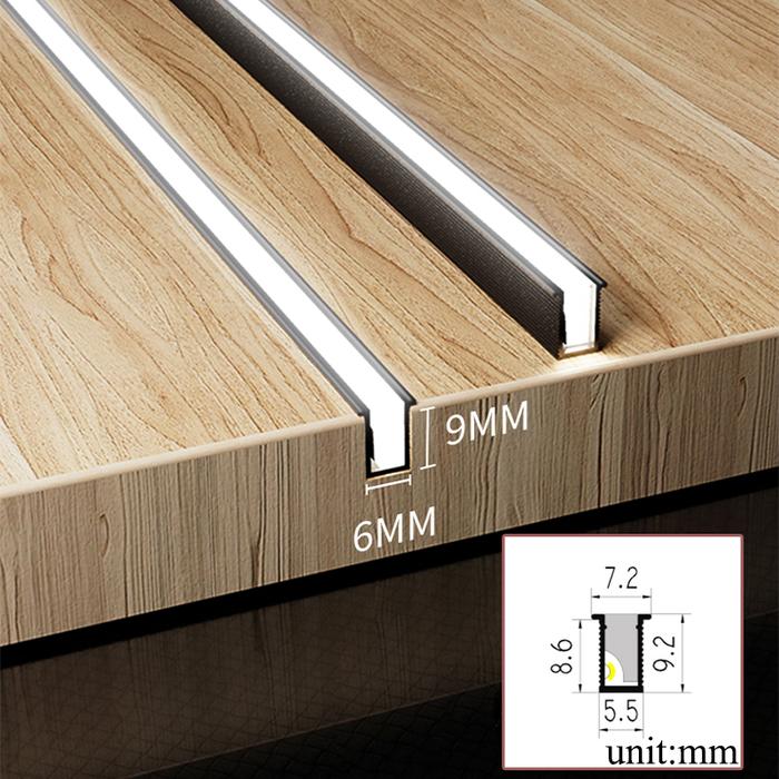 Ultra Thin LED Built-in Under Cabinet Invisible Light Bar Wardrobe Bookcase Layer Shelf DC12V Alumin