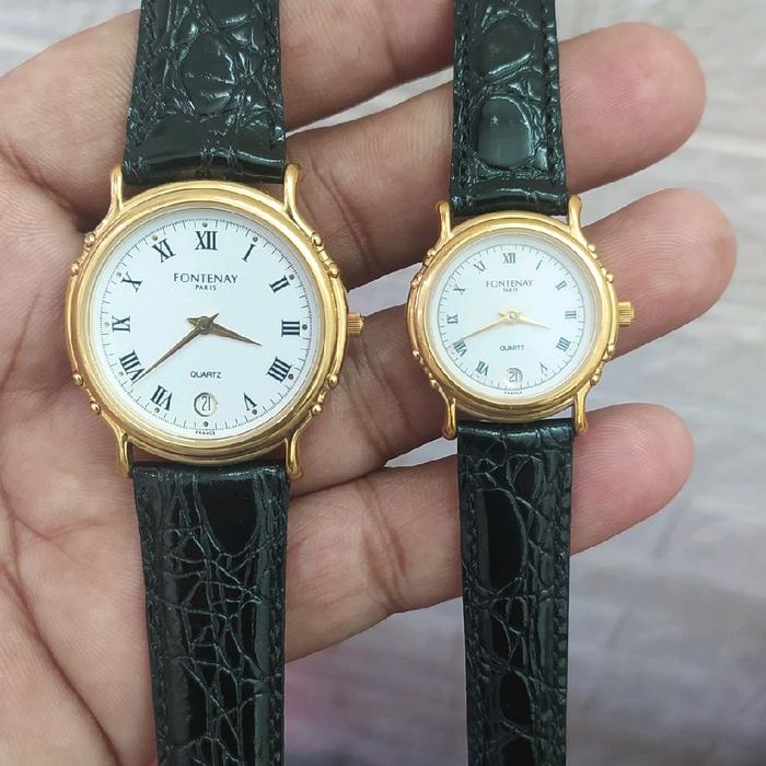 Jam Tangan FONTENAY Couple dengan Desain Elegan dan Tali Kulit Berkualitas Tinggi
