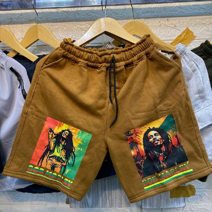 Celana Pendek Motif Love Bob Marley Celana Pendek Motif Reggae dengan Desain Unik dan Nyaman untuk P