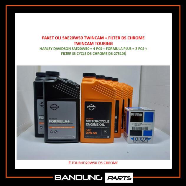 PAKET OLI HARLEY TOURING TC CHR, DAVIDSON HD360 SAE20W50 + FILTER DRAG  DRAG CHROME #TOURHD20W50-DS-