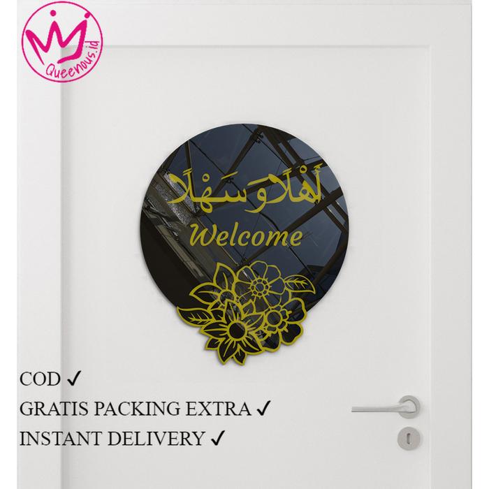 TERLARIS Kaligrafi Akrilik "Ahlan Wa Sahlan. Welcome" Hiasan/Dekorasi Pintu/Door Cocok Untuk Di Pint