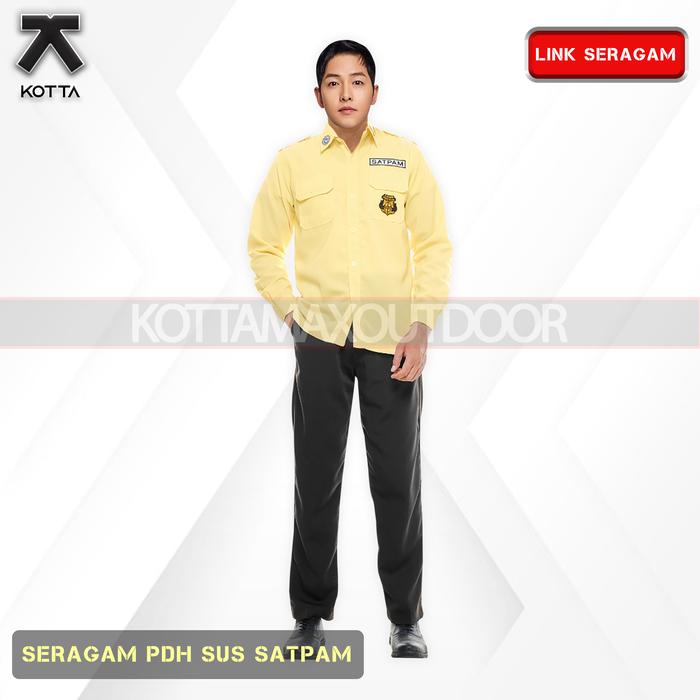 Seragam Kerja PDL SATPAM SECURITY Terbaru Krem Crem Cream Satu Set Kemeja Dan Celana Baju
