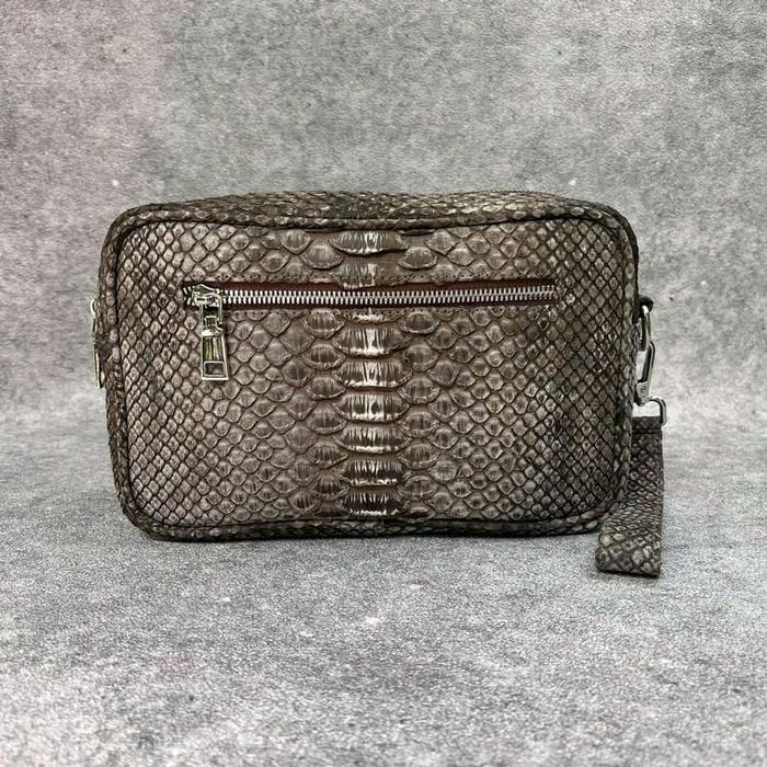 AA LEATHER Tas Tangan Pria Kulit Ular Asli | Desain Kompak & Premium
