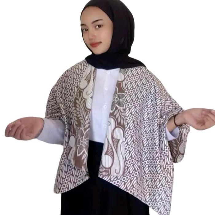 Outer Batik wanita modern motif bola balik/ Rompi Batik Atasan Katun berkualits Tampil modis dan ele