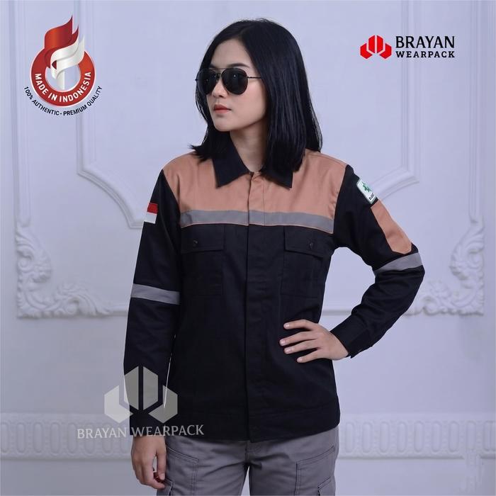 Auto Safety wearpack atasan-baju kerja k3 seragam proyek hitam coklat