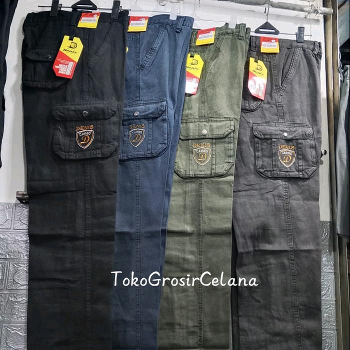 Celana Panjang Cargo Jeans Pria/Celana Kempol Pria Denim