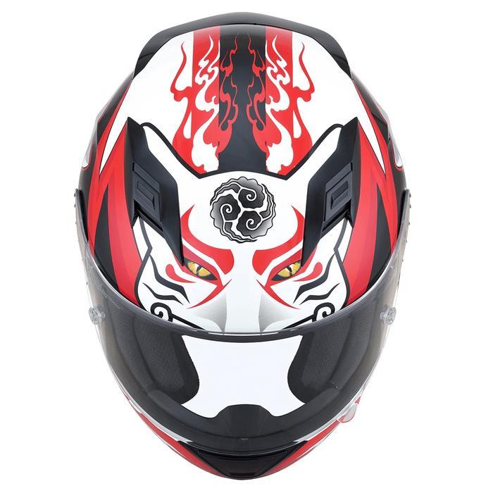 BERGARANSI HELM KYT R10 FLAT & PINLOCK KABUKI CAT - WHITE/RED