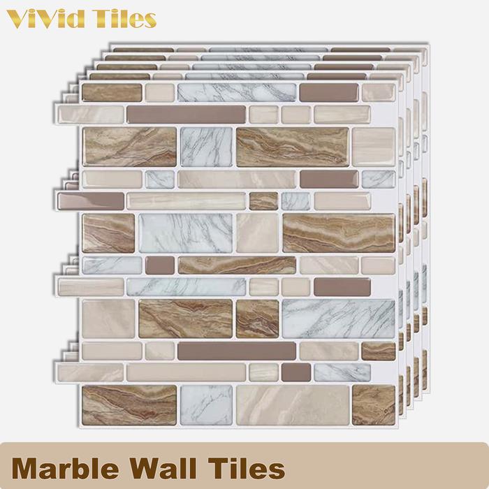 Vividtiles Desain Marmer Ubin Dinding 3D Perekat Kuat Wallpaper Vinil