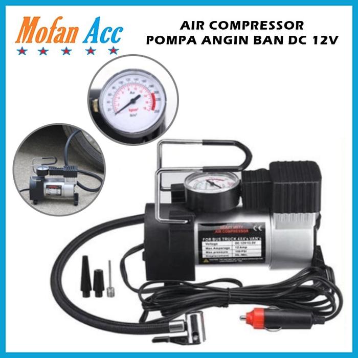 [MA] Pompa Ban Elektrik Air Compressor Mini DC 12V Pompa Angin Ban Portable Udara Listrik Mobil Moto