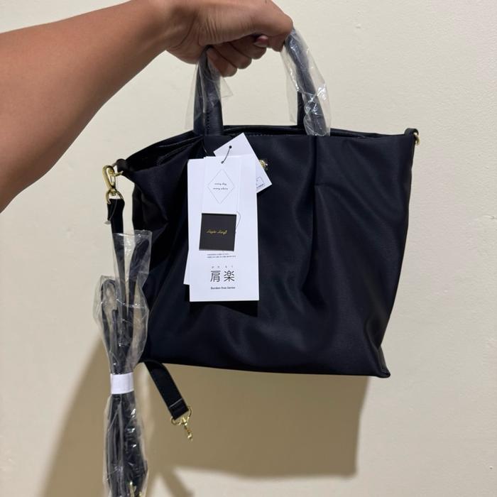 Anello Tas Legato Largo Bag Ukuran Small Size Warna All Black/Hitam Original Jepang Selempang Jinjin