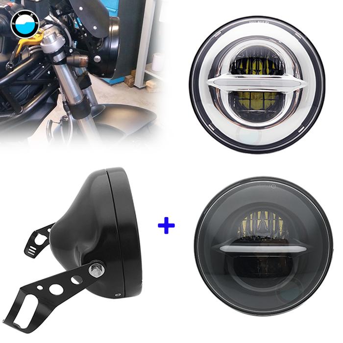 7 Inch DOT SAE E9 Motorcycle 883 Headlamp with 7inch housing bucket