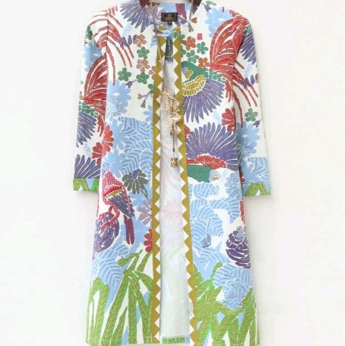 (OUTER VINCA) Outer batik motif burung cendrawasih warna putih