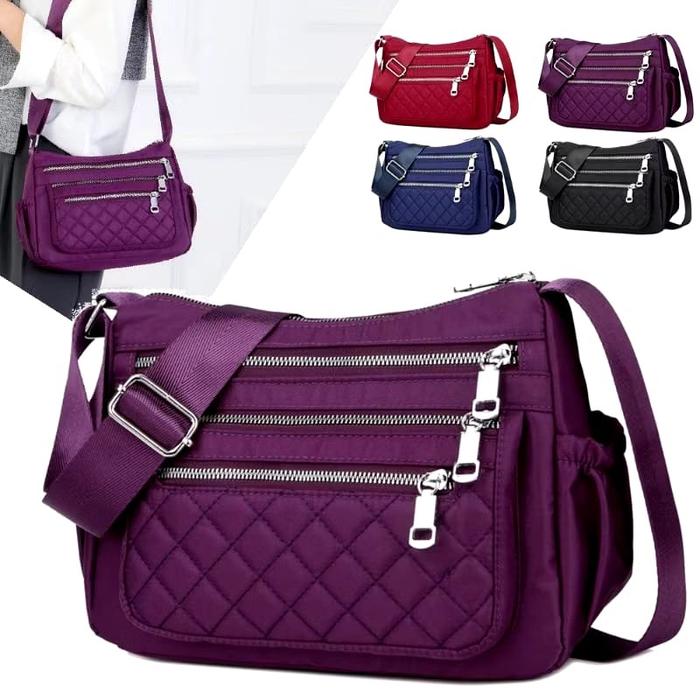 ￼Tas Selempang Kekinian / Tas Wanita Motif Chibao Bordir Kotak Kasur