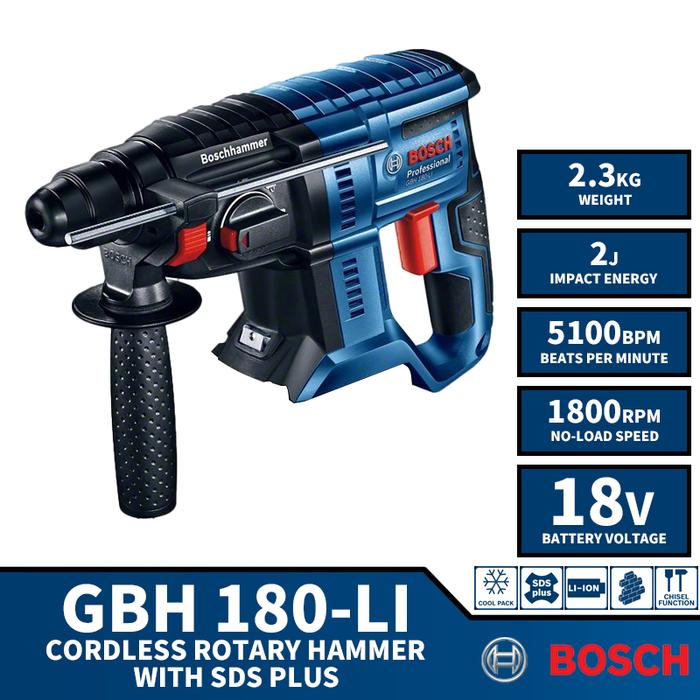 BOSCH GBH 180-LI Brushless Cordless Rotary Hammer With SDS PLUS Drill
