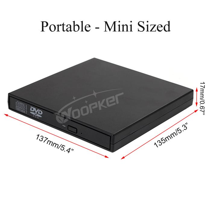 Woopker Pembaca Mp3 CD Pemutar DVD Eksternal USB 2.0 Rom Drive DVD