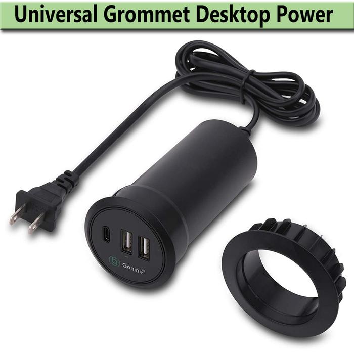 Universal USB-C Desktop Power Grommet 2 Inch Hidden Desk Hole Power