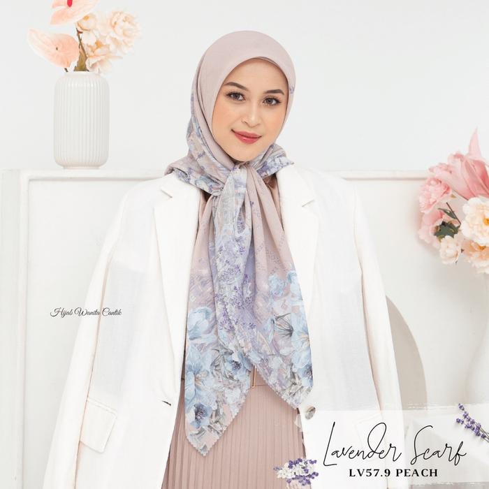 New Hijabwanitacantik - Segiempat Lavender Scarf LV57.9 Peach | Hijab Segi Empat Motif Jilbab Voal K