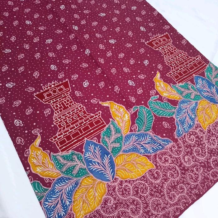 Kain batik cap malam dingin pola 09 maroon