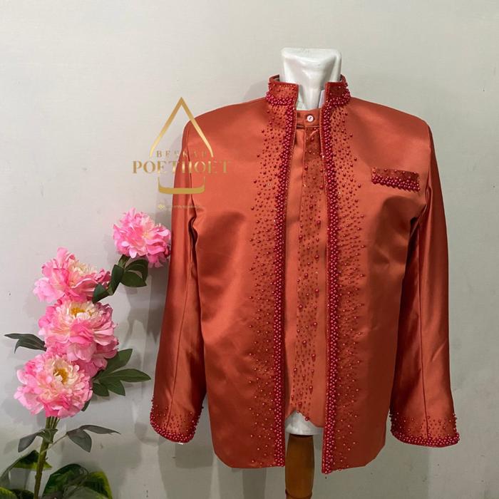 (PROMO) BASOFI PENGANTIN BESKAP SUNDA PRIA MUSLIM WARNA TERAKOTA TERACOTA MERAH BATA PAYET PREMIUM