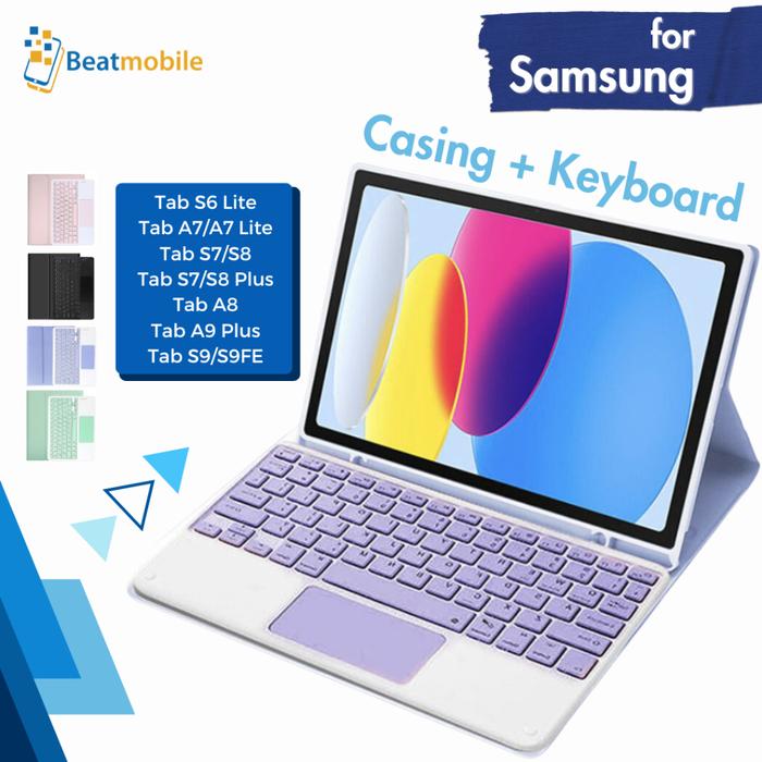 Casing Magnetic Keyboard for Samsung Tab S6 Lite S7/S8+ Plus S7 Fe / S9 S9 Fe A9+ / A7/ A7lite A8 10