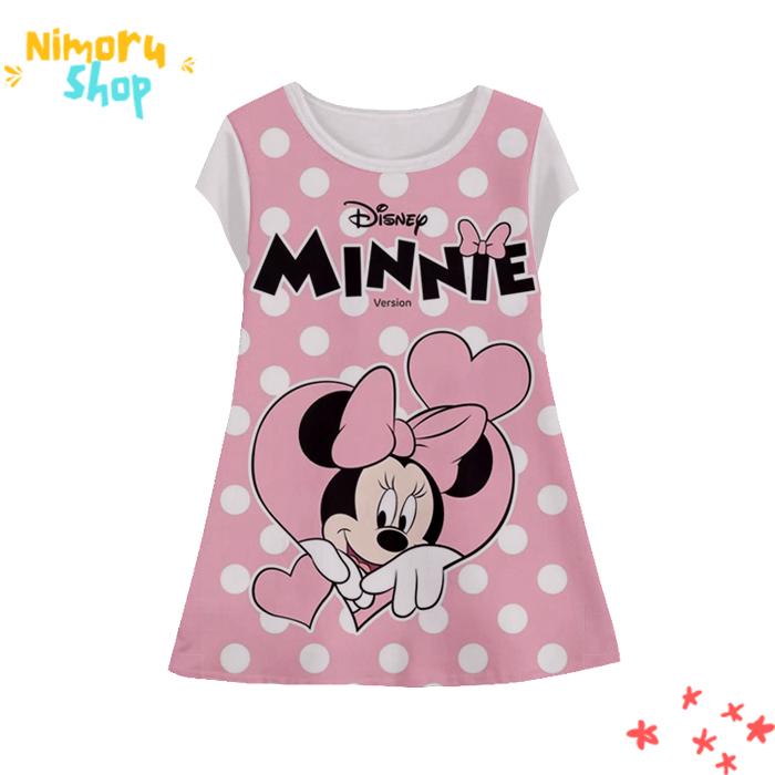 Baju Dress Anak 3D Tunik-MiniMouse-4-designWD Anime Mini Mouse Tunik Untuk Usia 1-12 Tahun - NimoruS