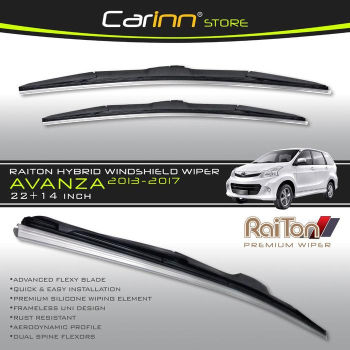 Raiton Sepasang Wiper Hybrid Kaca Depan Mobil Avanza/Xenia 2012-2015 22" & 14" - 2 Pcs