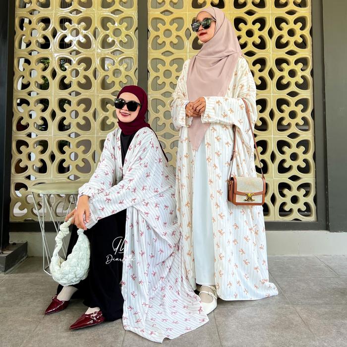 Guzelya Abaya Outer Coquetee Outer Batwing No Inner Cey Printing Long Outer by Diarletta