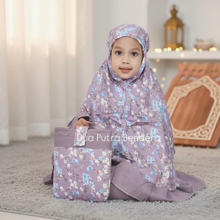 Mukenah Anak Motif bunga bahan kain Rayon Premium