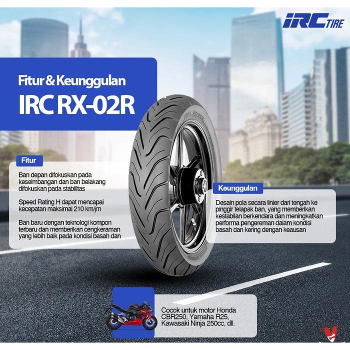 SNI BAN IRC TUBELESS RX02 110/70-17 , 120/70-17 , 130/70-17 , 140/70-17 , 150/70-17 , 160/70-17 ROAD