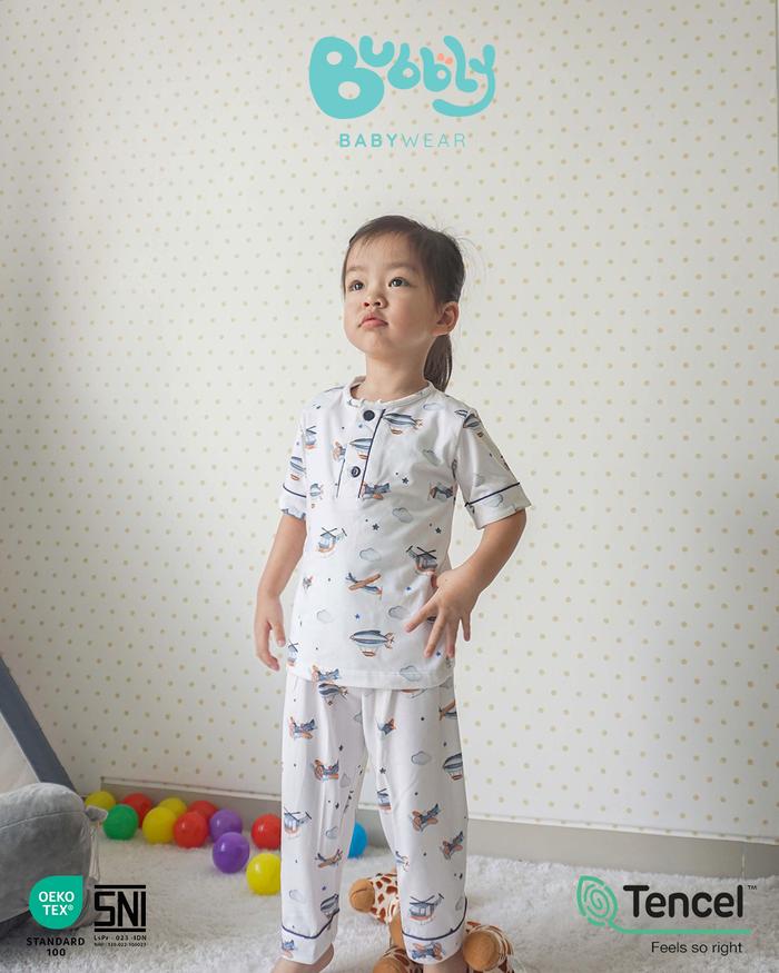 Baju Piyama Anak Tencel - Pajamas Tencel Anak Bubbly - Baju Anak Piyama Tencel - Baju Tidur Piyama