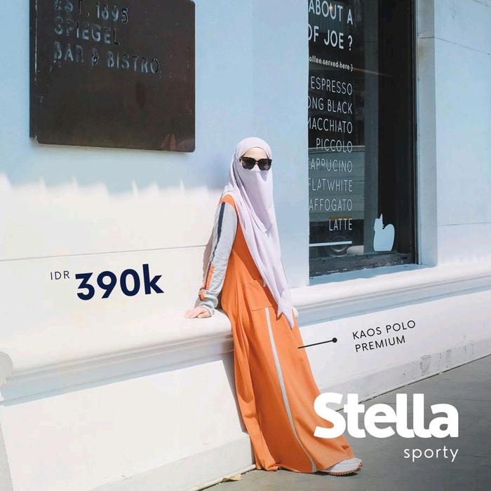 Stella Dress Zisheeri /Gamis Sporty / Gamis Casual /Gamis Kaos polo / Gamis Wanita Kekinian Muslim S