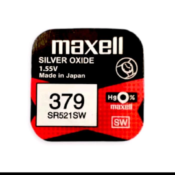 Maxell Baterai Silver Oxide 1.55V SR521SW Model 379 Buatan Jepang Tanpa Mercury
