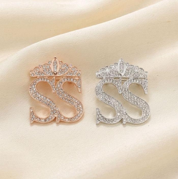 Bros Kerudung Hijab Wanita Premium Motif Huruf S Double Muslim Peniti Mewah