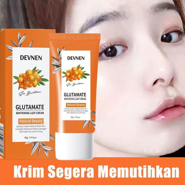 Gluta Whitening Lazy Cream 40g Long Term Makeup Moisturizing Brightening Skin Pemutih Wajah Glowing