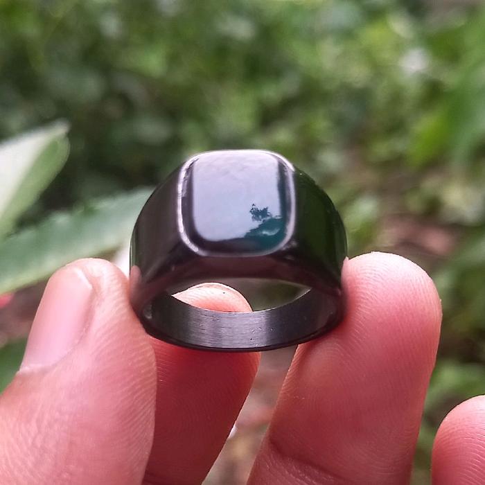 Cincin batu akik bacan Doko mejiko Hitam kristal Natura ring titanium black