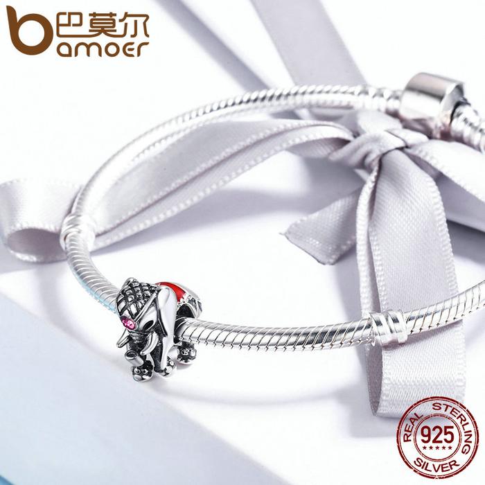Bamoer Flying Dumbo Beads 100% 925 Sterling Silver Thailand Lucky Elephant Charms Fit Women Bracelet