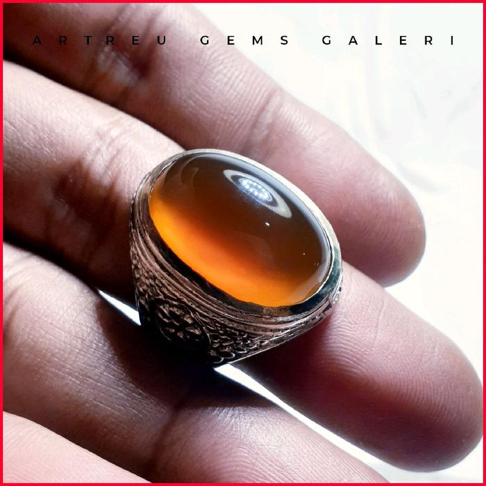 Batu Anggur Cempaka Orange | Cincin Batu Akik Ring 5-10