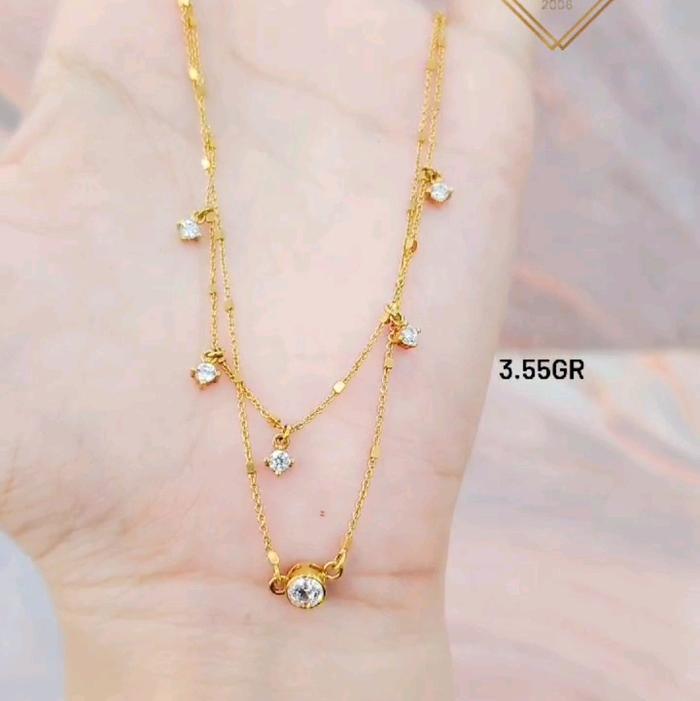 Kalung Liontin Koye Mata Putih Layer Solitaire